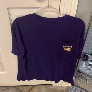 Kids Purple T-Shirt with LSU Tiger Pocket